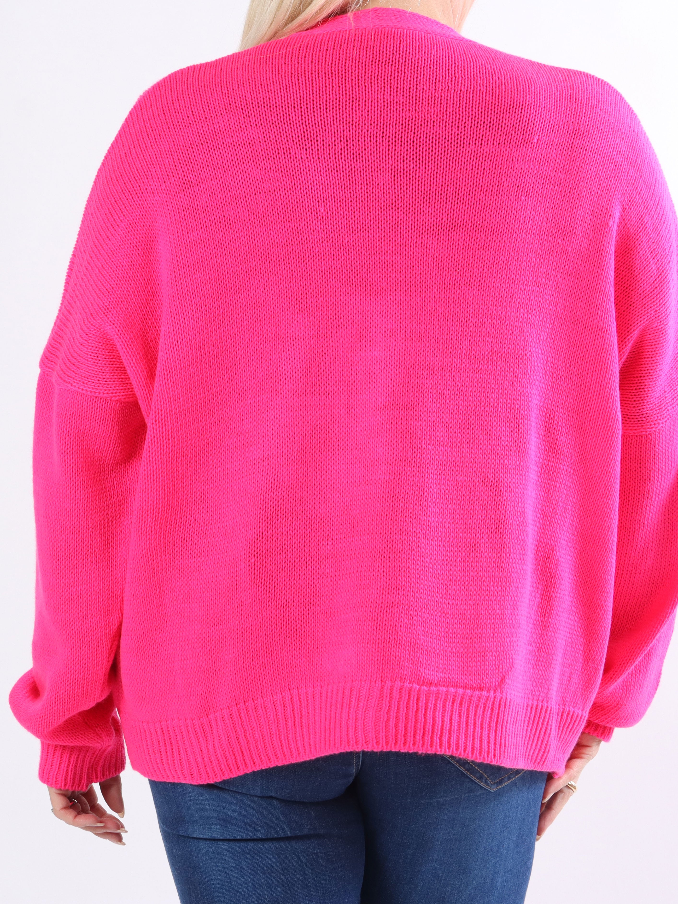 Susana - Kort plus size strikcardigan med skinnende knapper